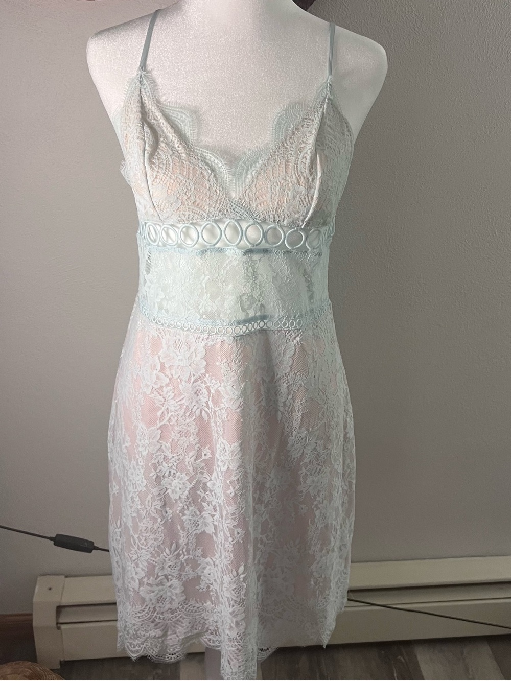 Victoria's Secret Pale Mint Lace Slip Dress
